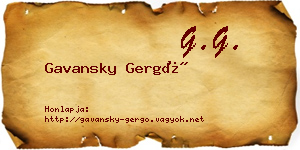 Gavansky Gergő névjegykártya